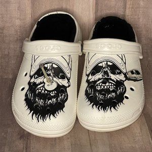 Luke Combs X Crocs Shoes 2 Jibbitz Spec Ed M 8/W 10 White Black Trucker Skully